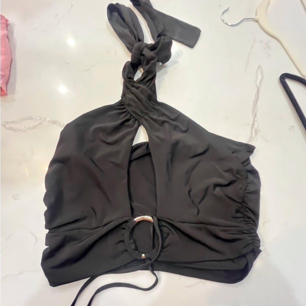 I.AM.GIA Black Halter Crop Top
